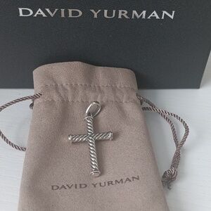 David Yurman Men's Sterling Silver Cable Rope Cross Pendant for Necklace